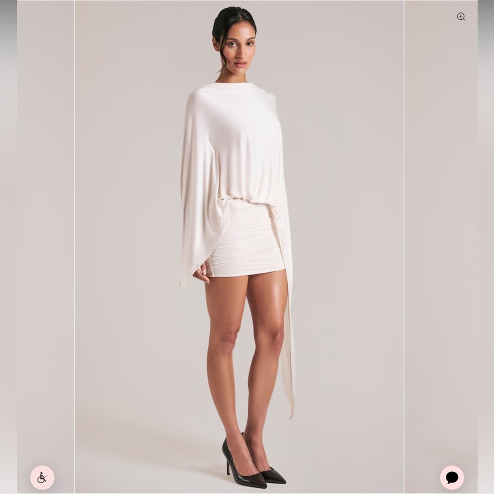 Oh Polly - Lida Draped Cape Mini Dress in Ivory